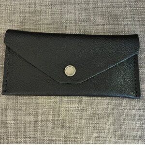 Portland Leather long zip envelope wallet, pebbled black